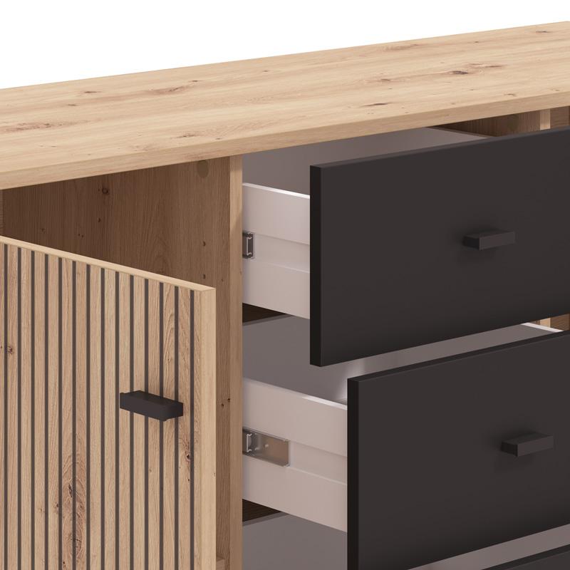 ΚΟΜΟΤΑ-ΜΠΟΥΦΕΣ Avignon 138 3K4F2V ARTISAN OAK-ΜΑΥΡΟ ΧΡΩΜΑ 139x40x90εκ - Image 5