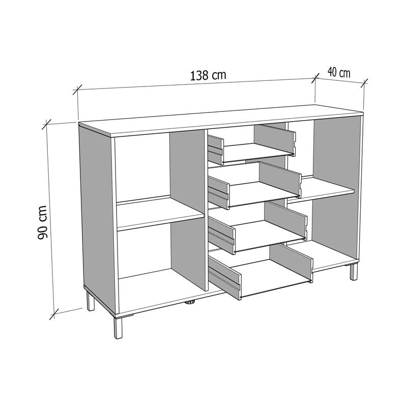 ΚΟΜΟΤΑ-ΜΠΟΥΦΕΣ Avignon 138 3K4F2V ARTISAN OAK-ΜΑΥΡΟ ΧΡΩΜΑ 139x40x90εκ - Image 6