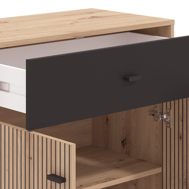 ΚΟΜΟΤΑ-ΜΠΟΥΦΕΣ Avignon 80 2K1F2V ARTISAN OAK-ΜΑΥΡΟ ΧΡΩΜΑ 80x40x90εκ - Image 5