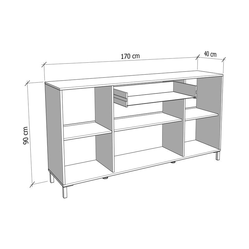 ΚΟΜΟΤΑ-ΜΠΟΥΦΕΣ Avignon AVIGNON 170 4K1F4V ARTISAN OAK-ΜΑΥΡΟ ΧΡΩΜΑ 170x40x90εκ - Image 6