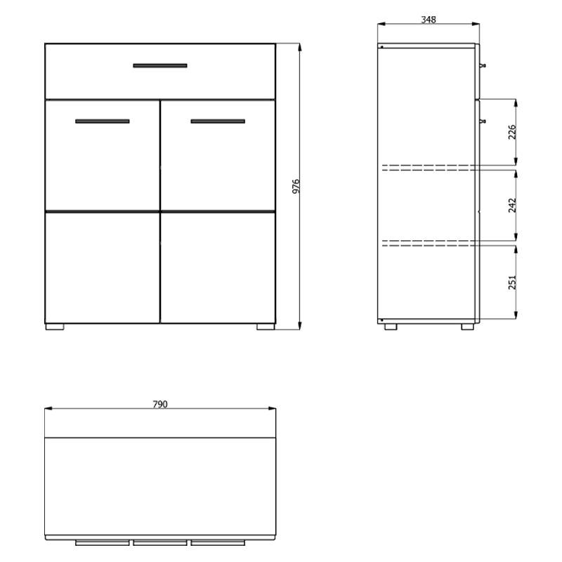 ΚΟΜΟΤΑ-ΜΠΟΥΦΕΣ Beny 2K1F ΛΕΥΚΟ-ΛΕΥΚΗ ΛΑΚΑ 79x35x97,5εκ - Image 6