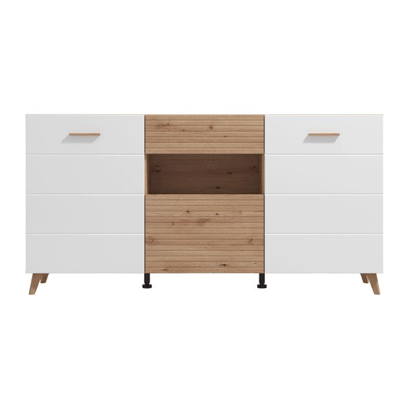 ΚΟΜΟΤΑ ΜΠΟΥΦΕΣ BRETAGNA 3K1F ARTISAN OAK-ΛΕΥΚΟ HIGH GLOSS FOIL 173x41,5x87,5εκ a.p.r - Image 3