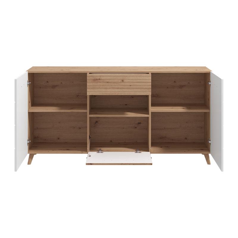 ΚΟΜΟΤΑ ΜΠΟΥΦΕΣ BRETAGNA 3K1F ARTISAN OAK-ΛΕΥΚΟ HIGH GLOSS FOIL 173x41,5x87,5εκ a.p.r - Image 4