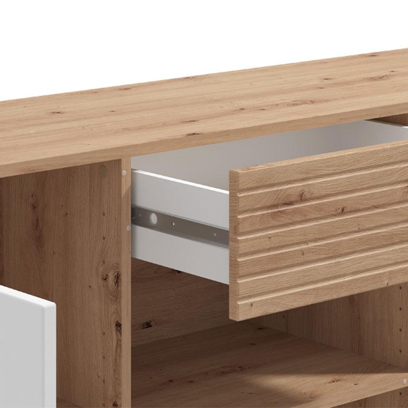 ΚΟΜΟΤΑ ΜΠΟΥΦΕΣ BRETAGNA 3K1F ARTISAN OAK-ΛΕΥΚΟ HIGH GLOSS FOIL 173x41,5x87,5εκ a.p.r - Image 5