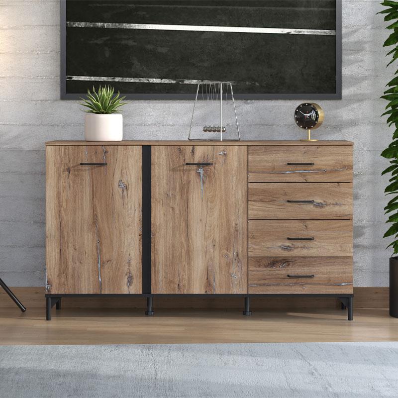 ΚΟΜΟΤΑ-ΜΠΟΥΦΕΣ CORSICA 3K4F FLAGSTAFF OAK-ΜΑΥΡΟ 159x42x92εκ - Image 2