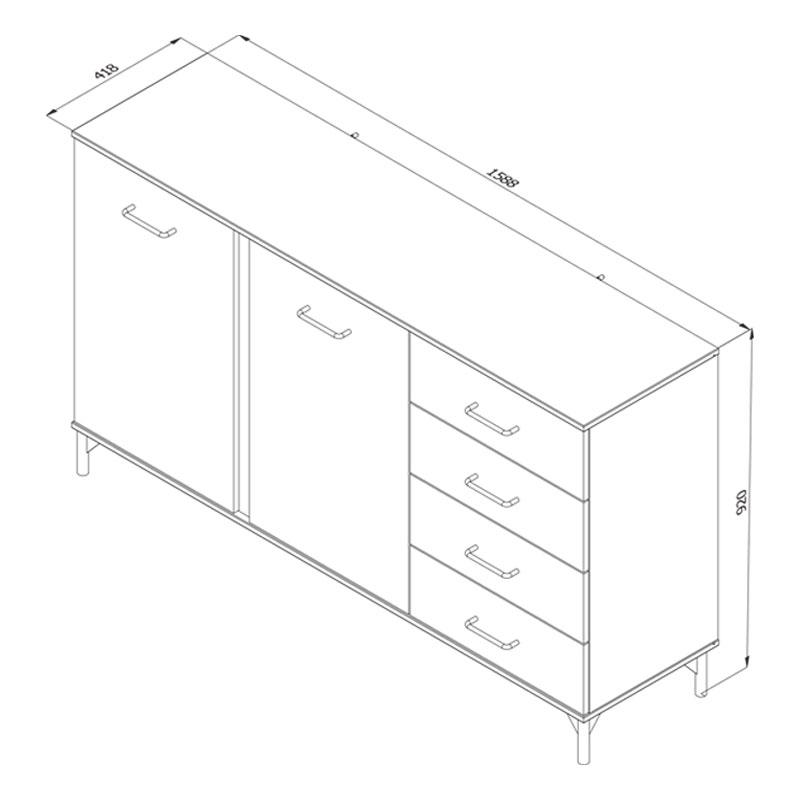 ΚΟΜΟΤΑ-ΜΠΟΥΦΕΣ CORSICA 3K4F FLAGSTAFF OAK-ΜΑΥΡΟ 159x42x92εκ - Image 4