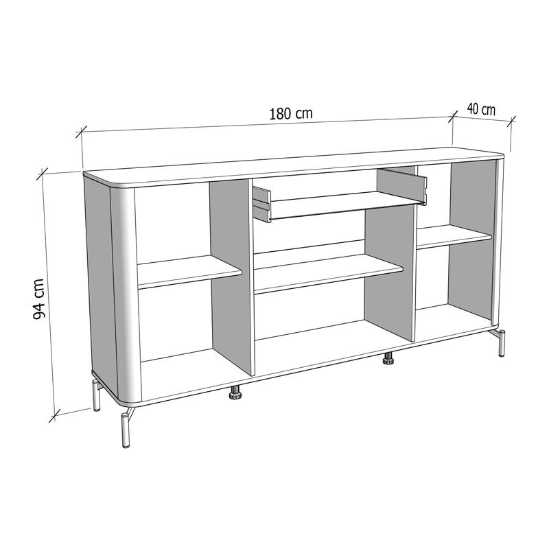 ΚΟΜΟΤΑ-ΜΠΟΥΦΕΣ DARWEN 180 4K1F4V CASHMERE/ARTISAN OAK/CASHMERE MATT FOIL 180x40x90εκ - Image 7