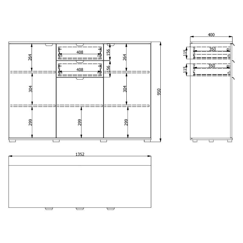 ΚΟΜΟΤΑ-ΜΠΟΥΦΕΣ DUERO 3K2F GREY OAK 135x40x95εκ - Image 6