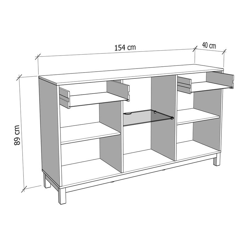 ΚΟΜΟΤΑ-ΜΠΟΥΦΕΣ ESSEX 154 3K2F3V VS1 CASHMERE/ARTISAN OAK 154x42x89εκ - Image 6