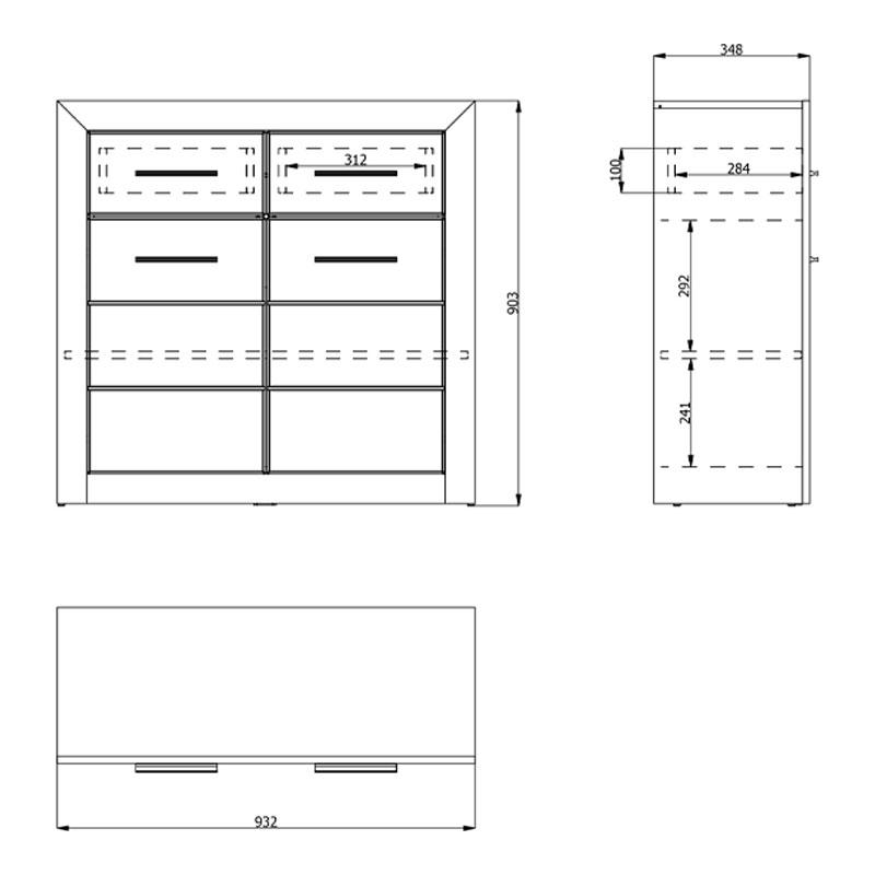ΚΟΜΟΤΑ-ΜΠΟΥΦΕΣ Etna 2K2F Grey Oak-Λευκή Λάκα 93x35x90.5εκ - Image 7