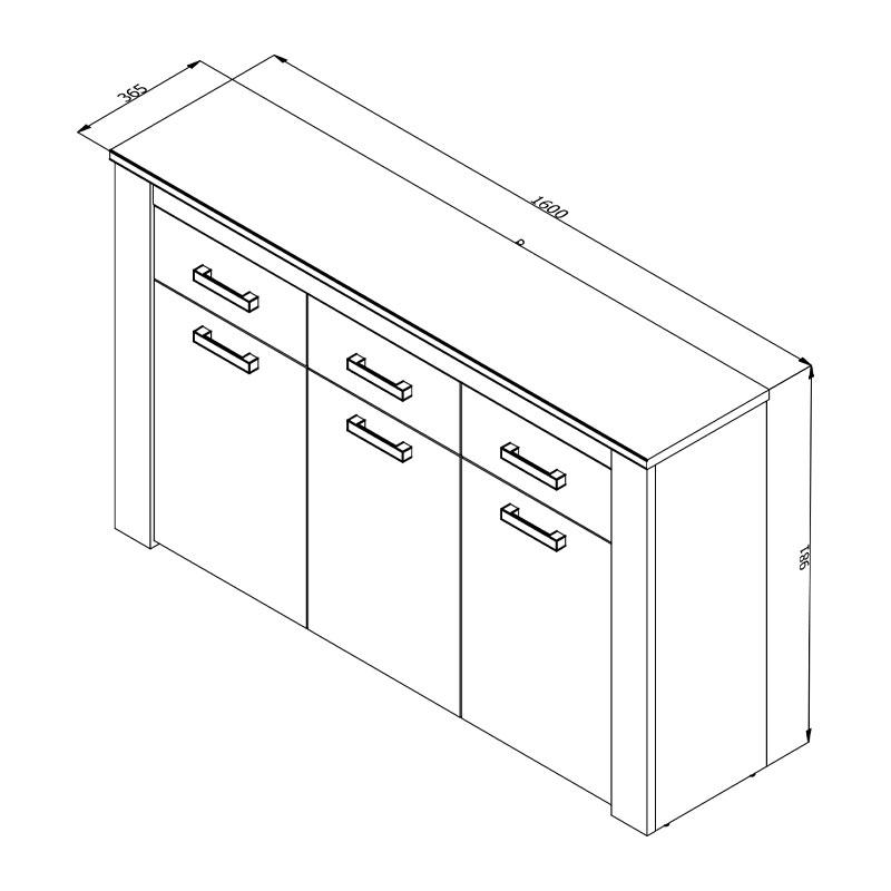 ΚΟΜΟΤΑ-ΜΠΟΥΦΕΣ Kent 160 3Κ3F GREY OAK/WHITE OAK 160x37x98εκ knt - Image 7