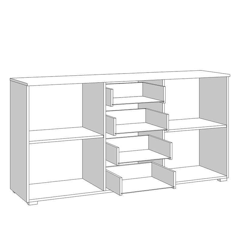 ΚΟΜΟΤΑ-ΜΠΟΥΦΕΣ KSANTI 3K4F ΛΕΥΚΗ-ΛΕΥΚΗ ΛΑΚΑ 163x40x80.5εκ - Image 6