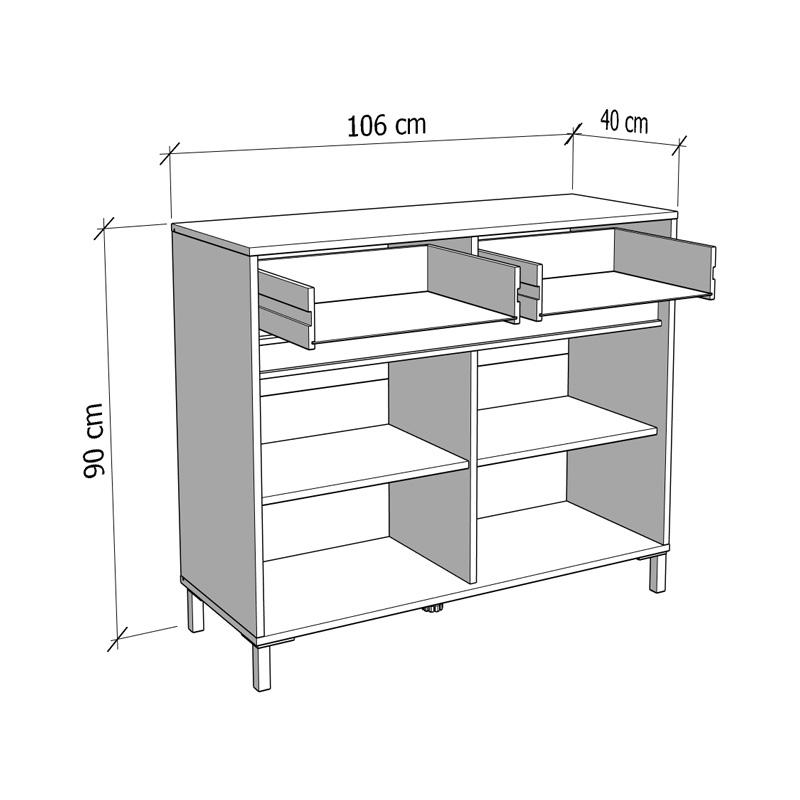 ΚΟΜΟΤΑ-ΜΠΟΥΦΕΣ MARRON 106 2K2F2V ARTISAN OAK/ΜΑΥΡΟ ΜΑΤΤ ΧΡΩΜΑ 106x40x90εκ - Image 7