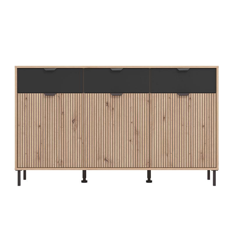 ΚΟΜΟΤΑ-ΜΠΟΥΦΕΣ MAYENNE 3K3F ARTISAN OAK-ΜΑΥΡΟ MAT 157x40x93εκ - Image 3