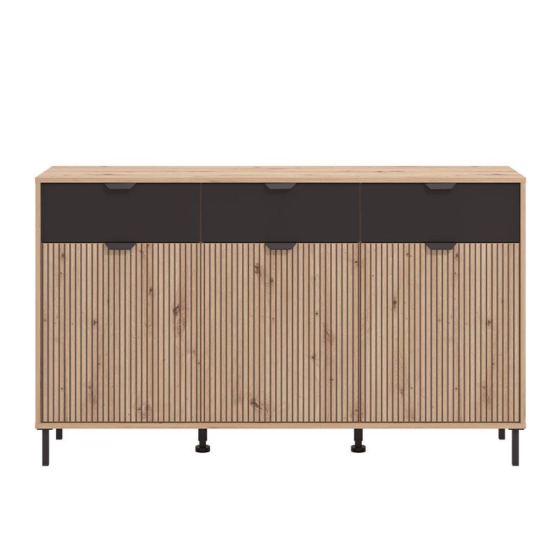 ΚΟΜΟΤΑ-ΜΠΟΥΦΕΣ MAYENNE 3K3F ARTISAN OAK-ΜΑΥΡΟ MAT 157x40x93εκ - Image 4