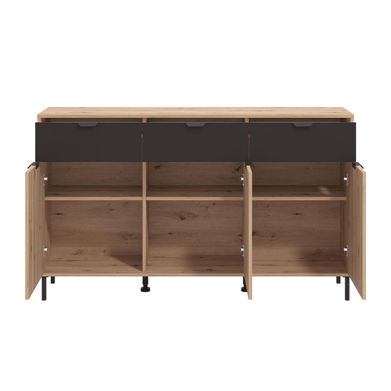 ΚΟΜΟΤΑ-ΜΠΟΥΦΕΣ MAYENNE 3K3F ARTISAN OAK-ΜΑΥΡΟ MAT 157x40x93εκ - Image 5