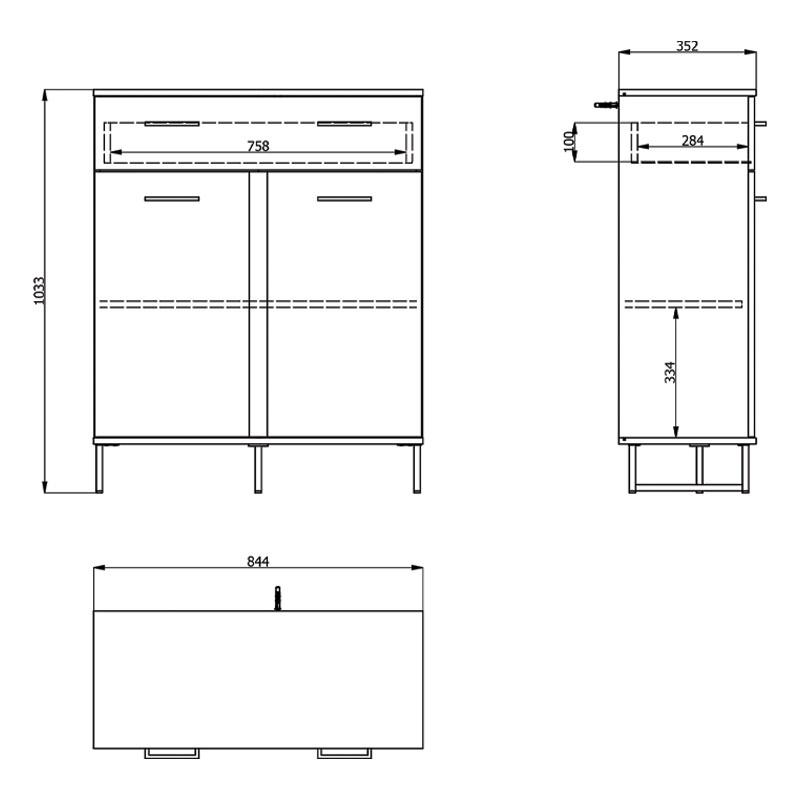 ΚΟΜΟΤΑ-ΜΠΟΥΦΕΣ SARDINIA 2K1F ARTISAN OAK / ΜΑΥΡΟ 84,5x35x103,5εκ - Image 6
