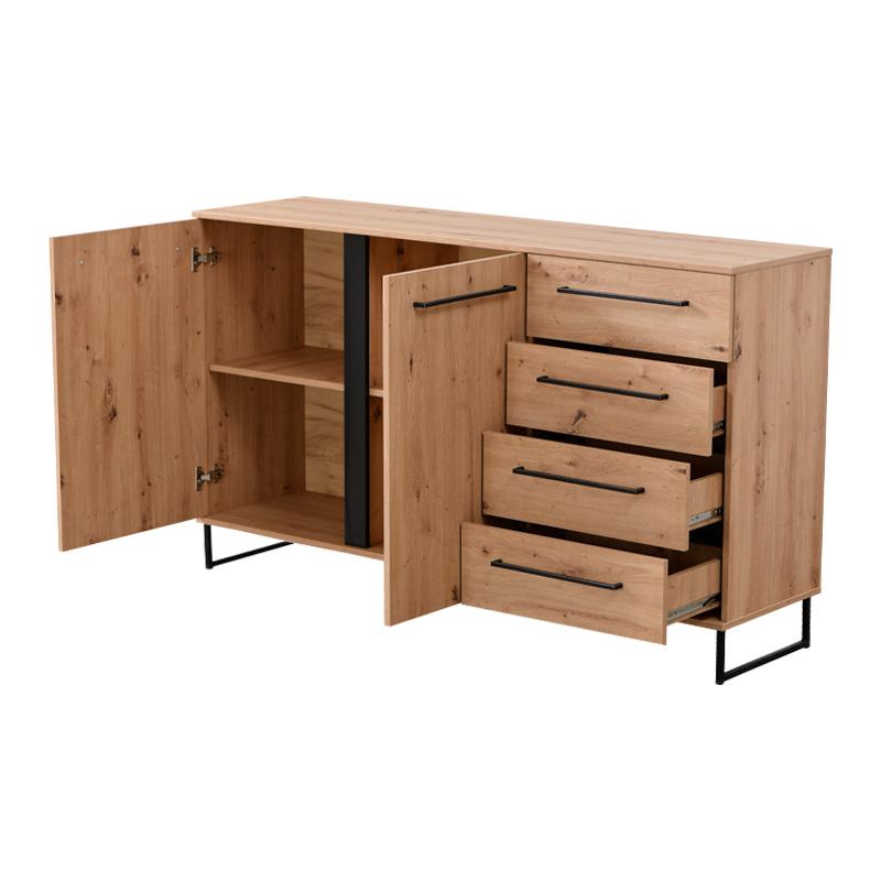 ΚΟΜΟΤΑ-ΜΠΟΥΦΕΣ SARDINIA 3K4F ARTISAN OAK / ΜΑΥΡΟ 159x42x92.5εκ srd - Image 4