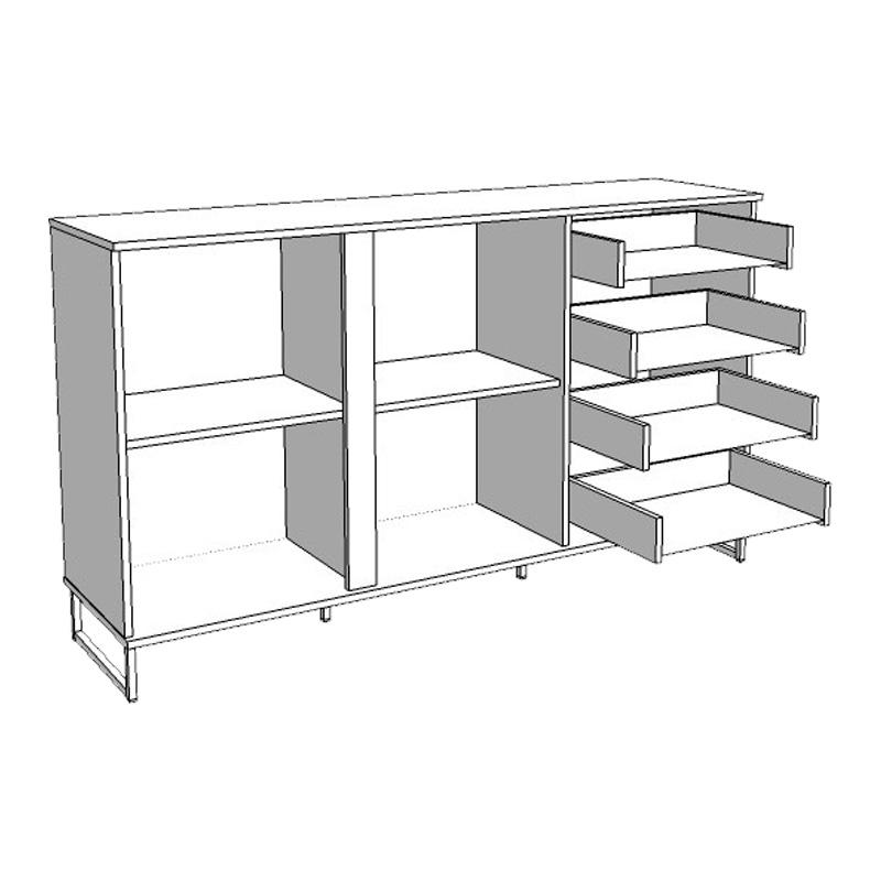 ΚΟΜΟΤΑ-ΜΠΟΥΦΕΣ SARDINIA 3K4F ARTISAN OAK / ΜΑΥΡΟ 159x42x92.5εκ srd - Image 5