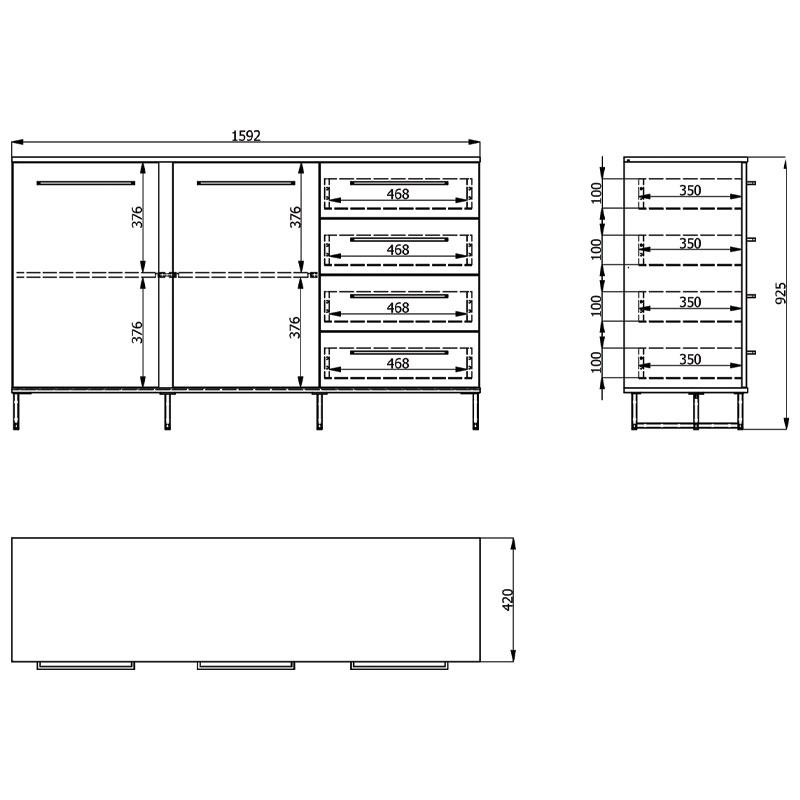 ΚΟΜΟΤΑ-ΜΠΟΥΦΕΣ SARDINIA 3K4F ARTISAN OAK / ΜΑΥΡΟ 159x42x92.5εκ srd - Image 6