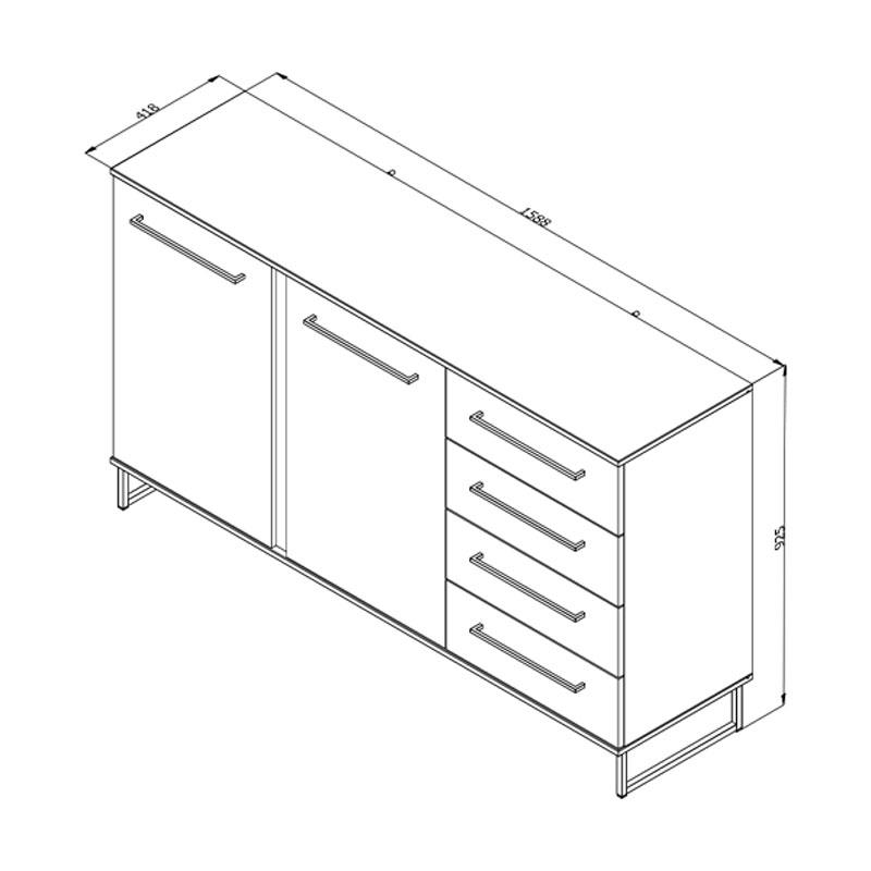 ΚΟΜΟΤΑ-ΜΠΟΥΦΕΣ SARDINIA 3K4F ARTISAN OAK / ΜΑΥΡΟ 159x42x92.5εκ srd - Image 7