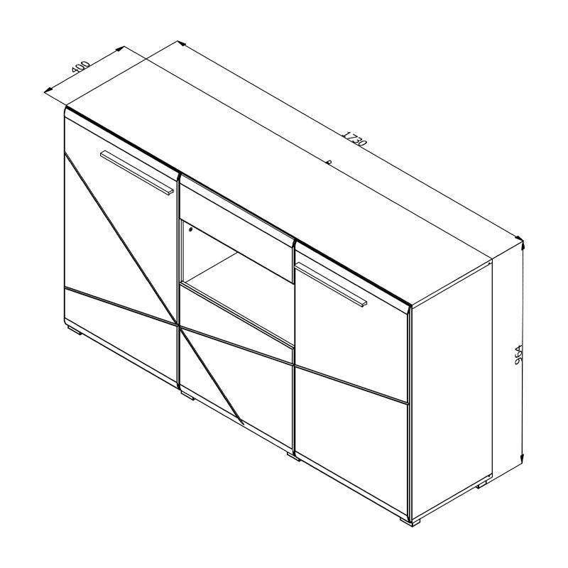 ΚΟΜΟΤΑ-ΜΠΟΥΦΕΣ TRENTINO 3K1F ΛΕΥΚΟ-ΜΑΥΡΟ-ΛΕΥΚΗ ΛΑΚΑ 173x41,5x96,5εκ s.p.f - Image 8