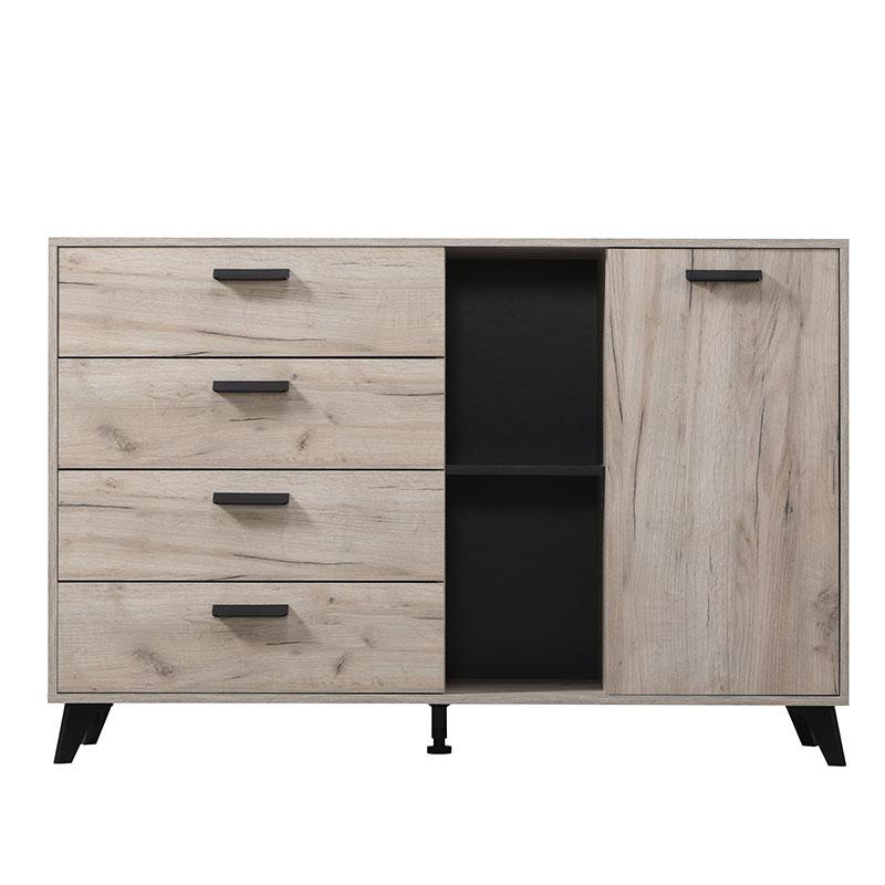 ΚΟΜΟΤΑ-ΜΠΟΥΦΕΣ UMBRIA 3K4F GREY OAK-ΜΑΥΡΟ 137x40x90εκ - Image 3