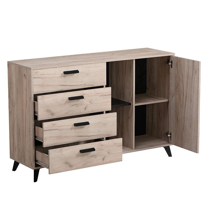 ΚΟΜΟΤΑ-ΜΠΟΥΦΕΣ UMBRIA 3K4F GREY OAK-ΜΑΥΡΟ 137x40x90εκ - Image 4