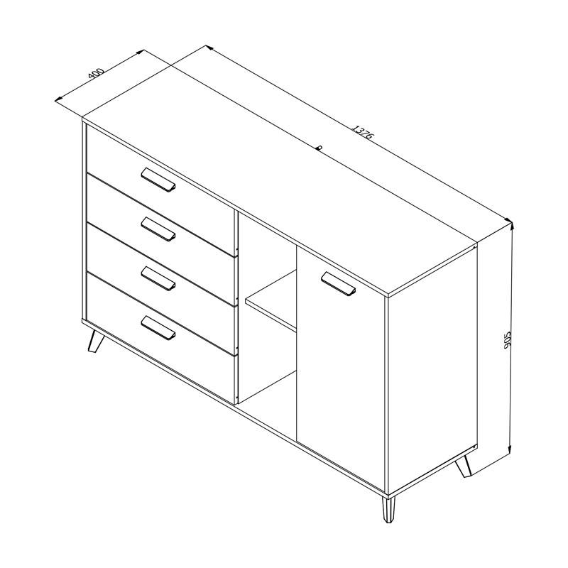 ΚΟΜΟΤΑ-ΜΠΟΥΦΕΣ UMBRIA 3K4F GREY OAK-ΜΑΥΡΟ 137x40x90εκ - Image 8