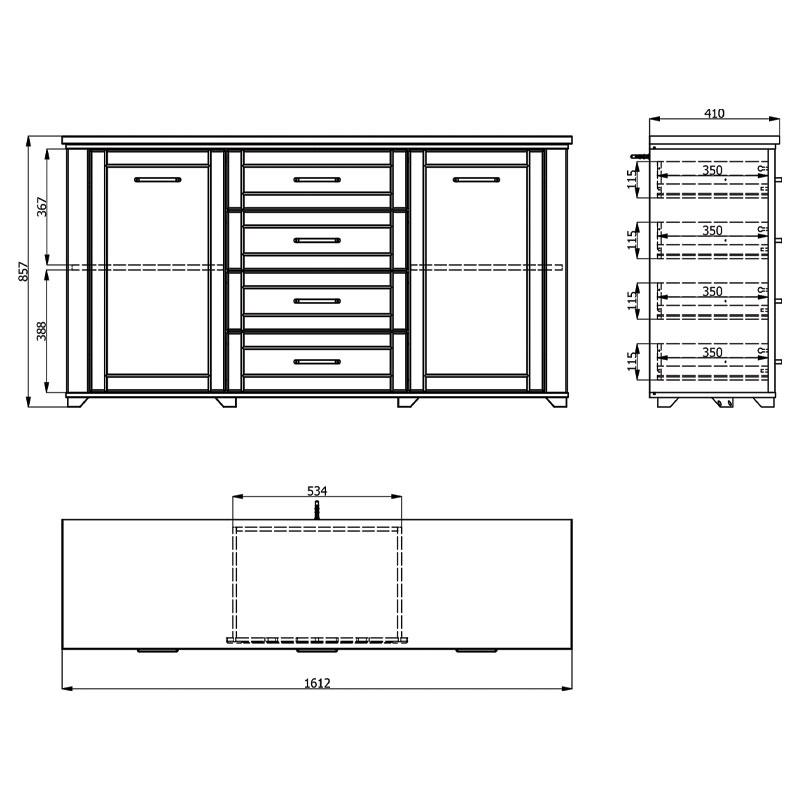 ΚΟΜΟΤΑ-ΜΠΟΥΦΕΣ VALENCIA 3K4F ΛΕΥΚΟ-ARTISAN OAΚ-ΛΕΥΚΟ ΜΑΤ ΧΡΩΜΑ 161x41x85,5εκ - Image 7