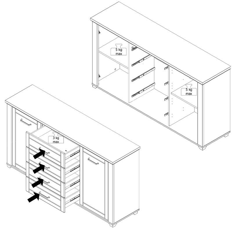 ΚΟΜΟΤΑ-ΜΠΟΥΦΕΣ VALENCIA 3K4F ΛΕΥΚΟ-ARTISAN OAΚ-ΛΕΥΚΟ ΜΑΤ ΧΡΩΜΑ 161x41x85,5εκ - Image 9