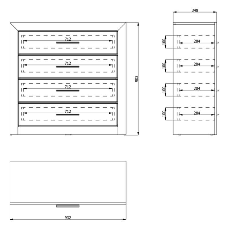 ΚΟΜΟΤΑ-ΣΥΡΤΑΡΙΕΡΑ Etna 4F Grey Oak - Λευκή Λάκα 93x35x90.5εκ - Image 7