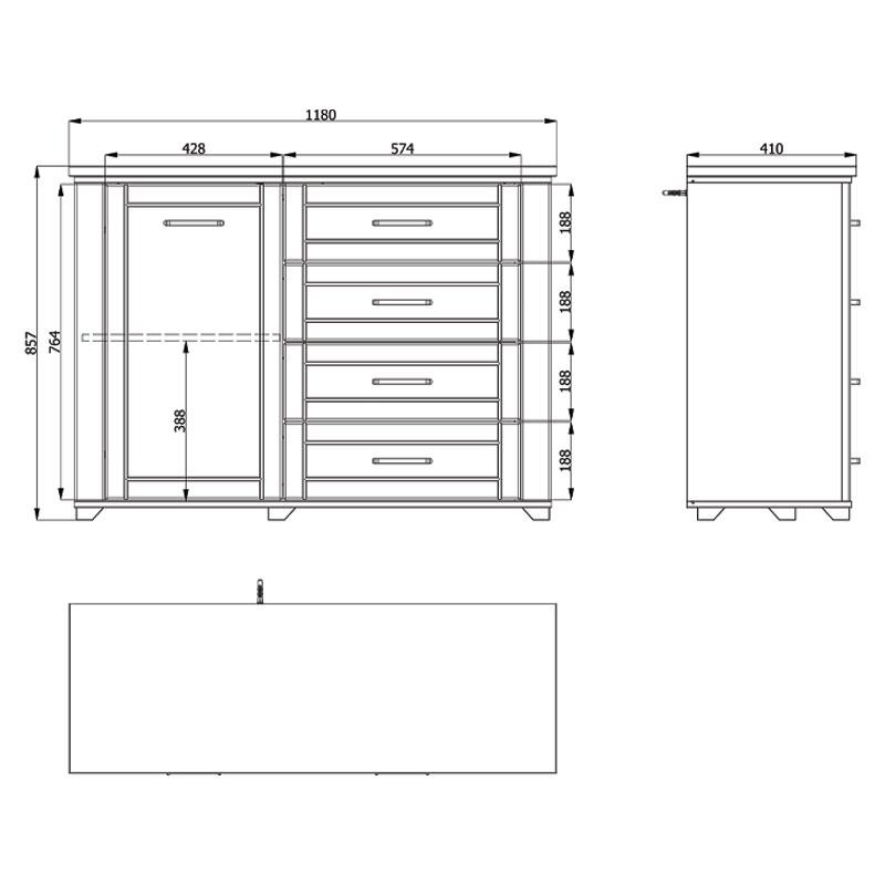 ΚΟΜΟΤΑ VALENCIA 2K4F ΓΚΡΙ-ARTISAN OAK-ΓΚΡΙ ΜΑΤ 118x41x85.5εκ - Image 5