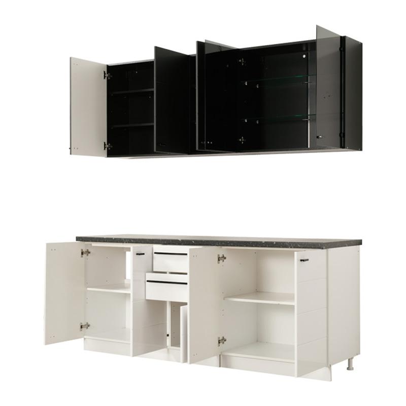 ΚΟΥΖΙΝΑ CLAUDIA 200 ΛΕΥΚΟ-ΜΑΥΡΟ-BLACK MATT FOIL-ΓΚΡΙ CONCRETE-ΜΑΥΡΟ ΓΥΑΛΙ 200x51/31x200εκ - Image 4