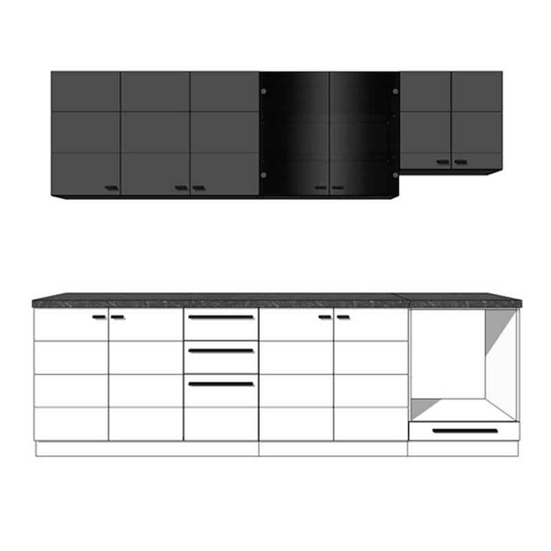 ΚΟΥΖΙΝΑ CLAUDIA 200 ΛΕΥΚΟ-ΜΑΥΡΟ-BLACK MATT FOIL-ΓΚΡΙ CONCRETE-ΜΑΥΡΟ ΓΥΑΛΙ 200x51/31x200εκ - Image 5