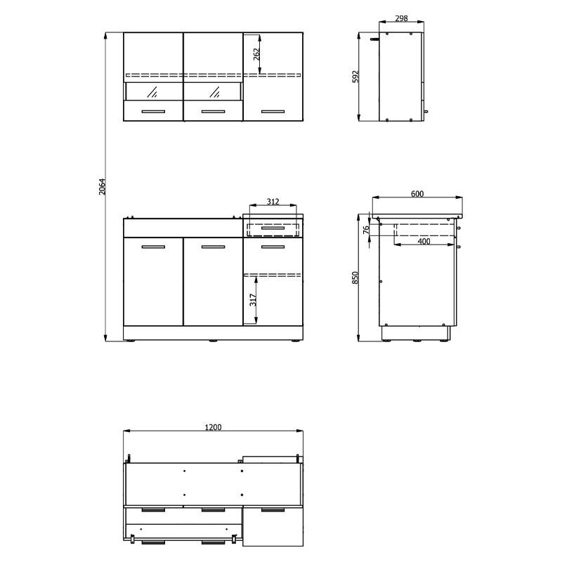ΚΟΥΖΙΝΑ DALILA 120 GREY OAK / ΛΕΥΚΟ 120x51,5x206,5εκ - Image 6