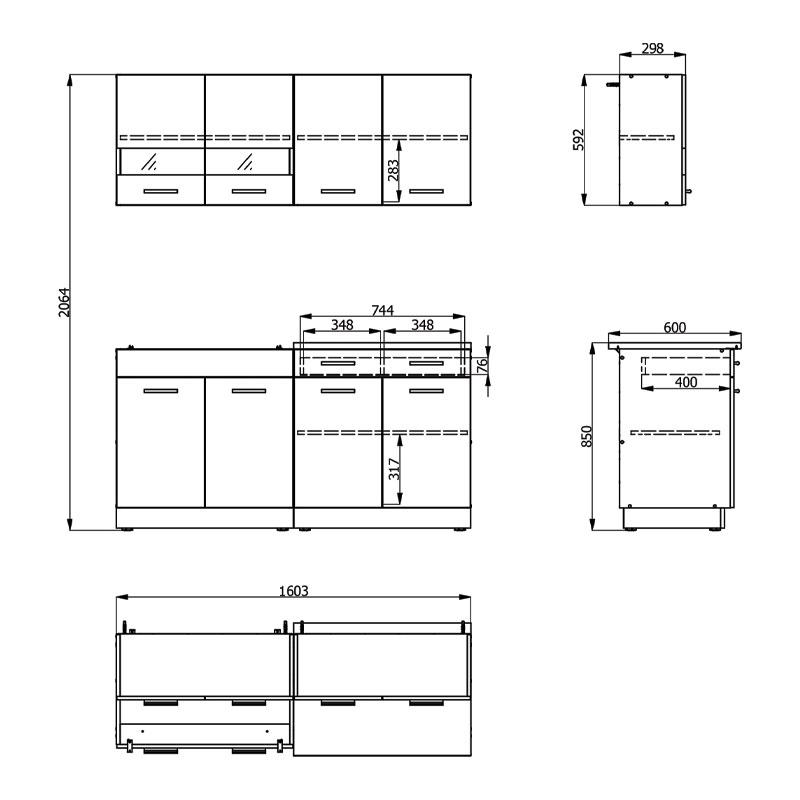 ΚΟΥΖΙΝΑ DALILA 160 GREY OAK / ΓΚΡΙ 160x51,5x206,5εκ - Image 6