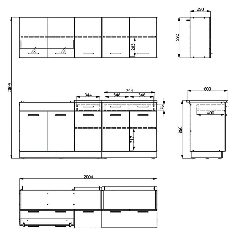 ΚΟΥΖΙΝΑ DALILA 200 GREY OAK / ΛΕΥΚΟ 200x51,5x206,5εκ - Image 6