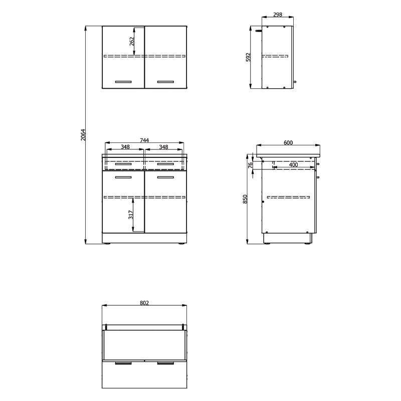 ΚΟΥΖΙΝΑ DALILA 80 GREY OAK / ΛΕΥΚΟ 80x51,5x206,5εκ - Image 6