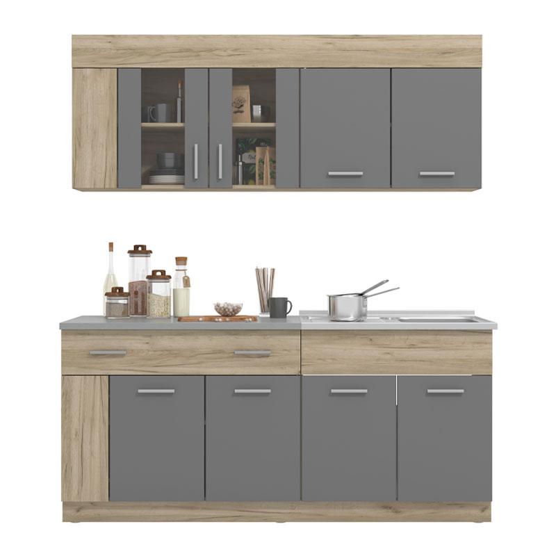 ΚΟΥΖΙΝΑ LEONA 180 GREY OAK/ΓΚΡΙ 180x60/30x200εκ - Image 3