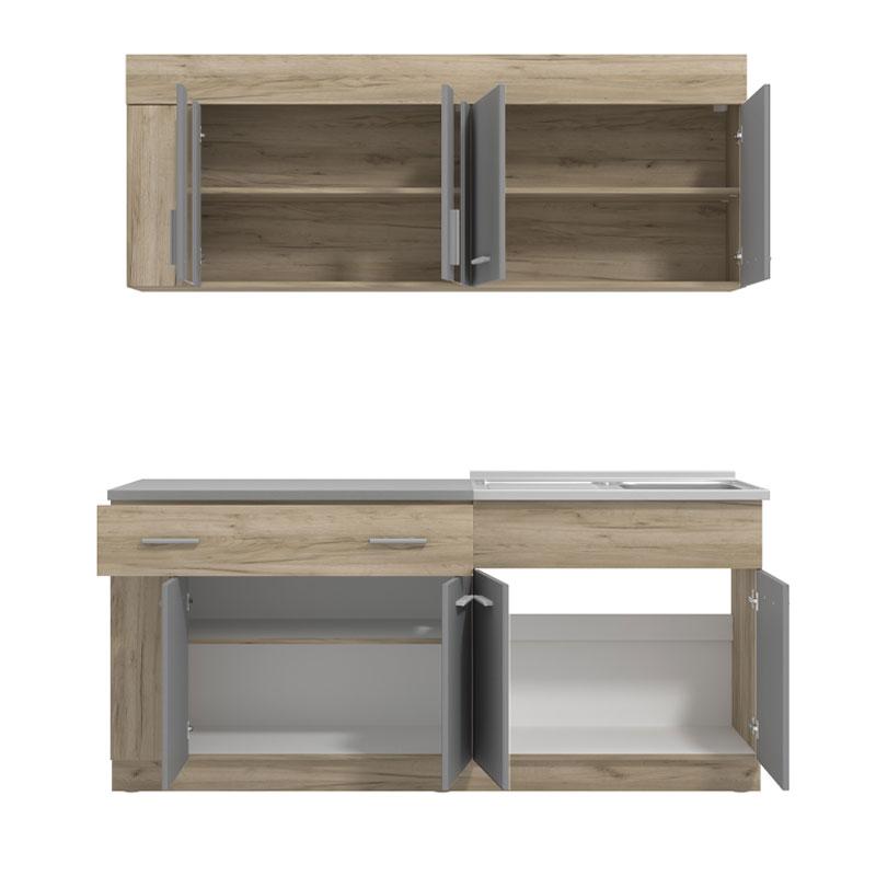 ΚΟΥΖΙΝΑ LEONA 180 GREY OAK/ΓΚΡΙ 180x60/30x200εκ - Image 4