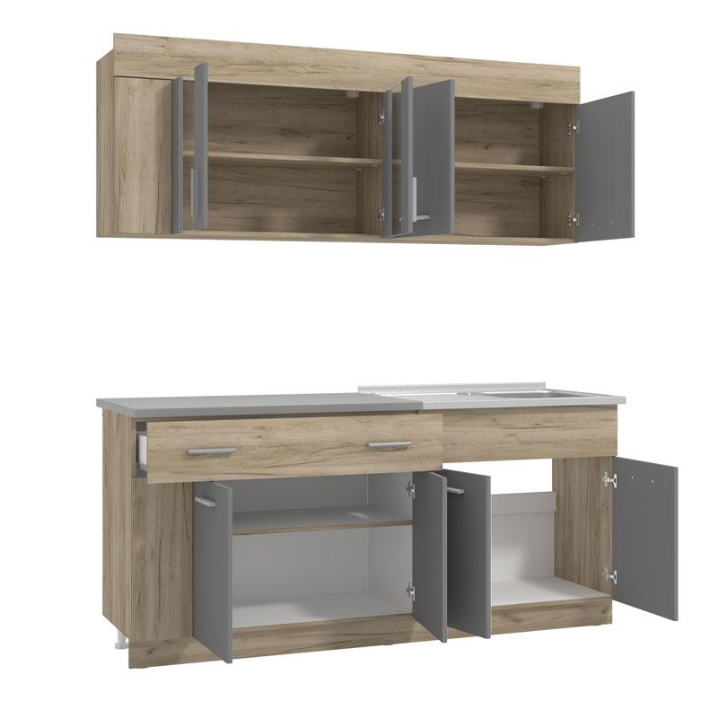 ΚΟΥΖΙΝΑ LEONA 180 GREY OAK/ΓΚΡΙ 180x60/30x200εκ - Image 5