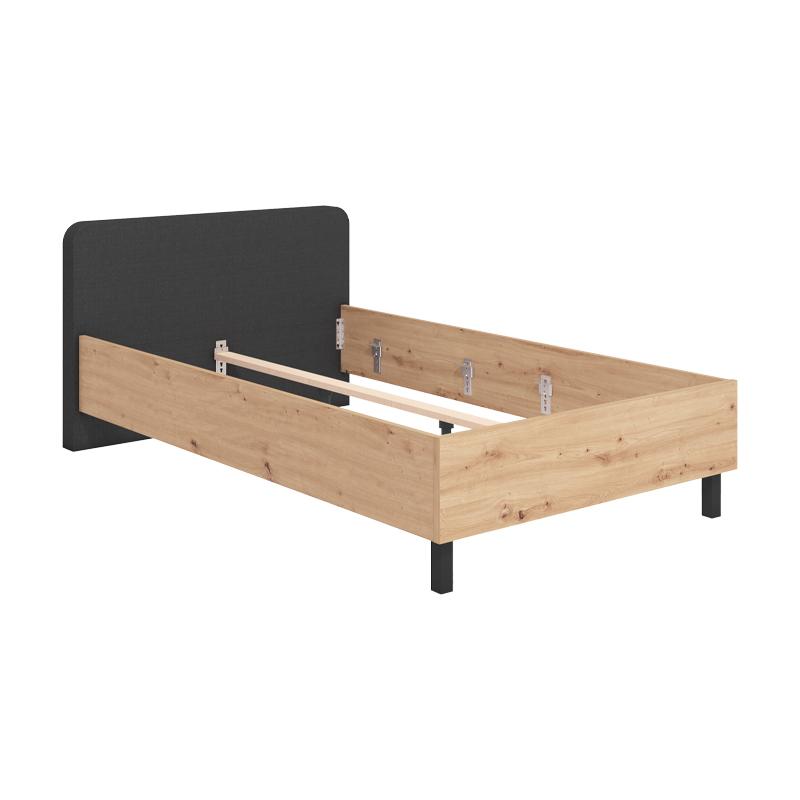 ΚΡΕΒΑΤΙ BARLETTA 120 ARTISAN ΜΕ ΓΚΡΙ ΥΦΑΣΜΑ ΜΑΥΡΑ ΠΟΔΙΑ 131x213,5x85,5εκ (120x200) - Image 5