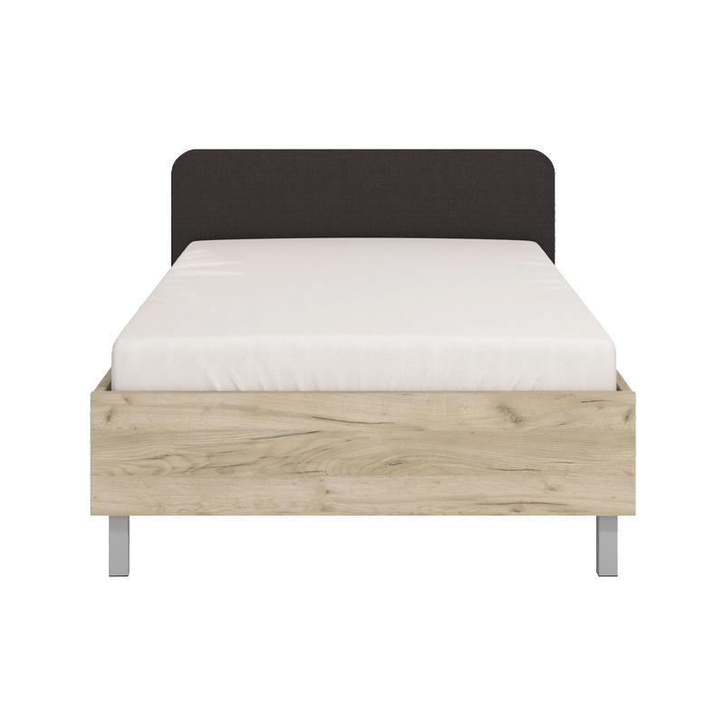 ΚΡΕΒΑΤΙ BARLETTA 120 GREY OAK ΜΕ ΓΚΡΙ ΥΦΑΣΜΑ ΚΑΙ CHROME ΠΟΔΙΑ 131x213,5x85,5εκ (120x200) - Image 3