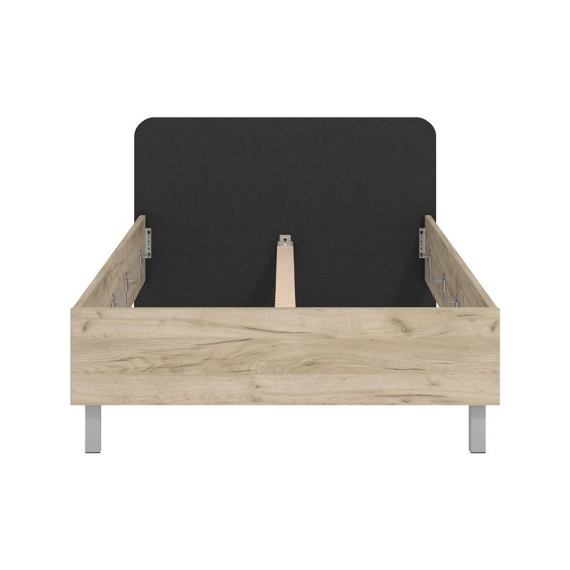 ΚΡΕΒΑΤΙ BARLETTA 120 GREY OAK ΜΕ ΓΚΡΙ ΥΦΑΣΜΑ ΚΑΙ CHROME ΠΟΔΙΑ 131x213,5x85,5εκ (120x200) - Image 4