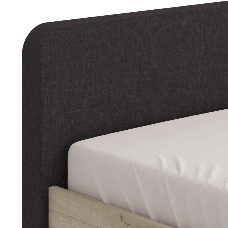 ΚΡΕΒΑΤΙ BARLETTA 120 GREY OAK ΜΕ ΓΚΡΙ ΥΦΑΣΜΑ ΚΑΙ CHROME ΠΟΔΙΑ 131x213,5x85,5εκ (120x200) - Image 6