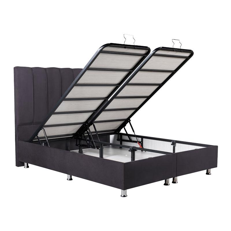 ΚΡΕΒΑΤΙ Elina ΓΚΡΙ ΜΕ ΑΠΟΘHKEYTIKO ΧΩΡΟ 208x142x130εκ ΓΙΑ ΣΤΡΩΜΑ 140x200εκ - Image 4