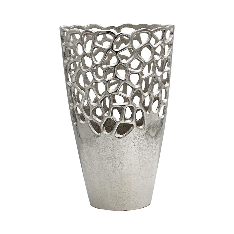 ΜΕΤΑΛΛΙΚΟ ΒΑΖΟ FL8852 ΑΣΗΜΙ ΧΡΩΜΑ 24x14x39εκ