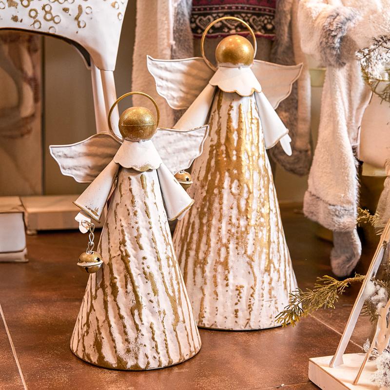 ΜΕΤΑΛΛΙΚΟ ΧΡΙΣΤΟΥΓΕΝΝΙΑΤΙΚΟ ΔΙΑΚΟΣΜΗΤΙΚΟ FL240 Angel ΛΕΥΚΟ-ΜΠΕΖ ΧΡΩΜΑ 22x19x33εκ - Image 3