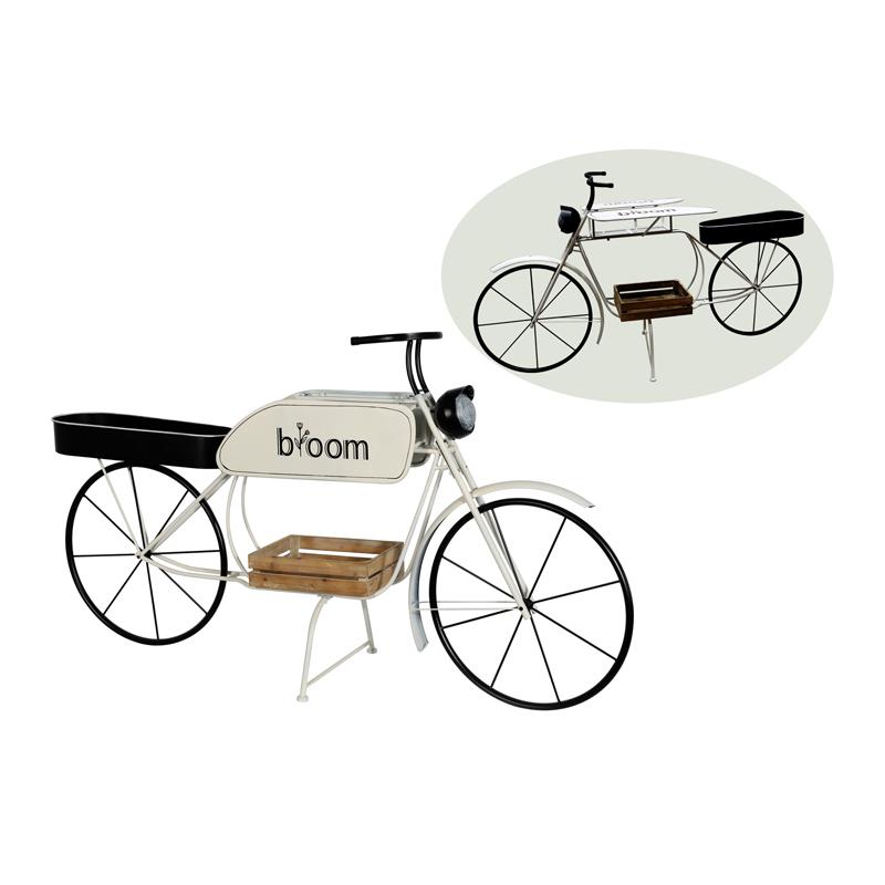 ΜΕΤΑΛΛΙΚΟ ΔΙΑΚΟΣΜΗΤΙΚΟ RETRO ΜΟΤΟΣΥΚΛΕΤΑ Bloom ΛΕΥΚΟ-ΜΑΥΡΟ ΧΡΩΜΑ 188x57x103εκ